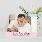赤面結婚ピンクの写真Save The Date Cards セーブザデート (スタンド正面)