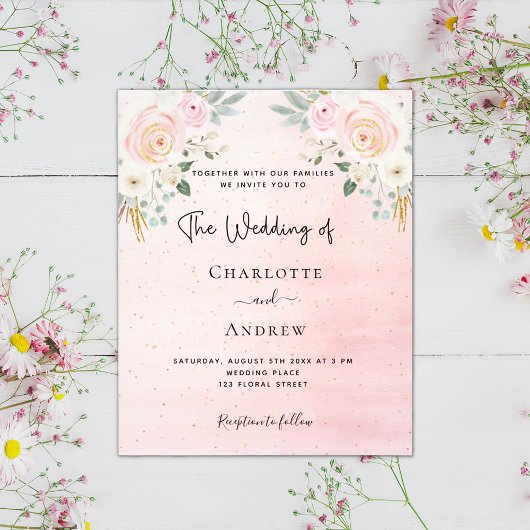 赤面結婚ピンクフローラソーシャルメディア予算 チラシ