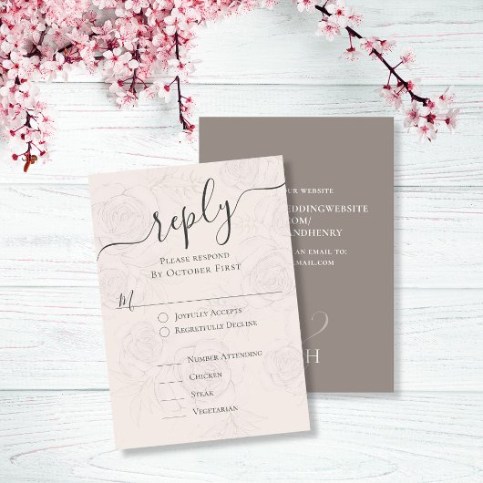 赤面結婚フローラのクラシック返信 エンクロージャーカード