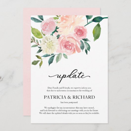 赤面結婚フローラの延期更新 招待状 (正面/裏面)