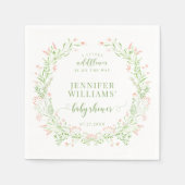 赤面緑の小さな野生の花のベビーガールシャワー スタンダードカクテルナプキン (正面)