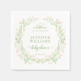 赤面緑の小さな野生の花のベビーガールシャワー スタンダードカクテルナプキン