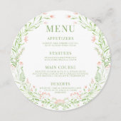 赤面繊細なワイルドフラワーラウンドメニューカードプレート メニュー (正面)
