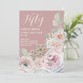 赤面繊細な水色の花のパレピン誕生日 招待状 (スタンド正面)