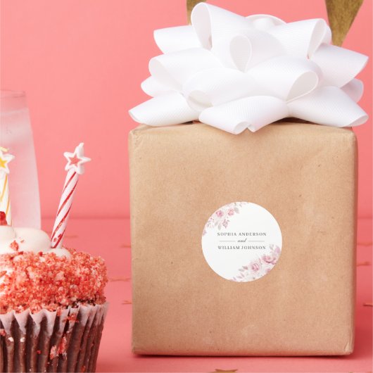 赤面美しいフローラ水の色結婚式の引き出物 ラウンドシール (パーティー)