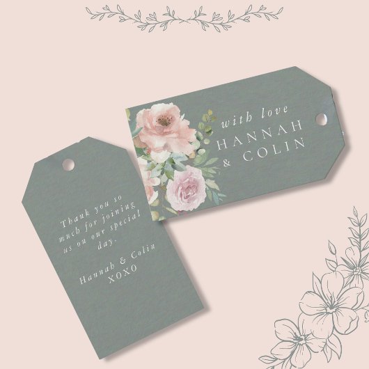 赤面花びら&セージ多肉植物ミニマル学 ギフトタグ