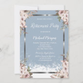 赤面花シルバーフレームダスティブルーリタイア 招待状 (正面)