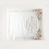 赤面花ユーカリ金ゴールドブライダルシャワー タペストリー (正面(横))