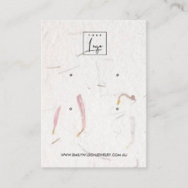 赤面花弁手作り紙2スタッドイヤリングディスプレイ 名刺