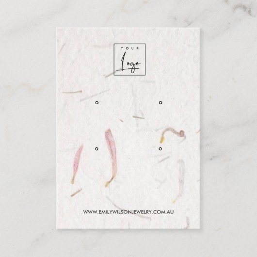 赤面花弁手作り紙2スタッドイヤリングディスプレイ 名刺 (正面)