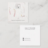 赤面花弁手製紙スタッドイヤリングディスプレイ スクエア名刺 (正面/裏面)