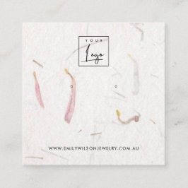 赤面花弁手製紙スタッドイヤリングディスプレイ スクエア名刺