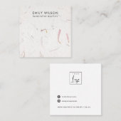 赤面花弁手製紙スタッドイヤリングディスプレイ スクエア名刺 (正面/裏面)