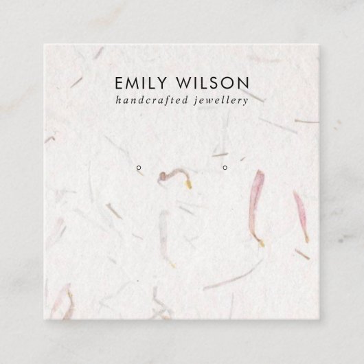 赤面花弁手製紙スタッドイヤリングディスプレイ スクエア名刺 (正面)