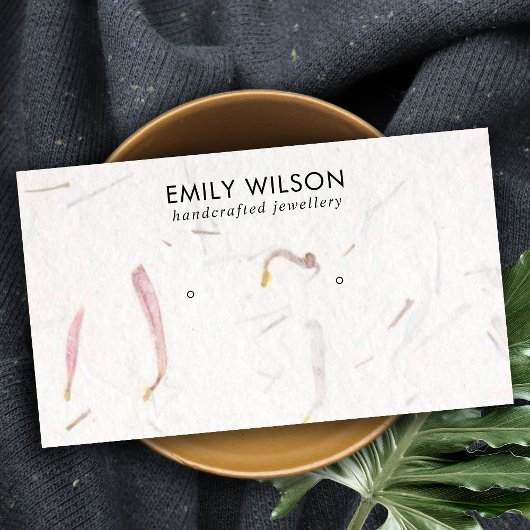 赤面花弁手製紙スタッドイヤリングディスプレイ 名刺