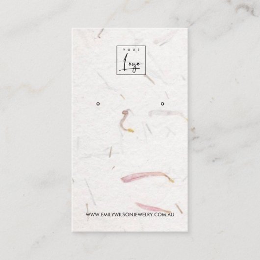 赤面花弁手製紙スタッドイヤリングディスプレイ 名刺 (正面)