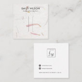 赤面花弁手製紙ヘアクリップ表示カード スクエア名刺 (正面/裏面)