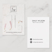 赤面花弁手製紙ヘアクリップ表示カード 名刺 (正面/裏面)