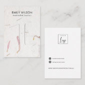 赤面花弁手製紙ヘアクリップ表示カード 名刺 (正面/裏面)