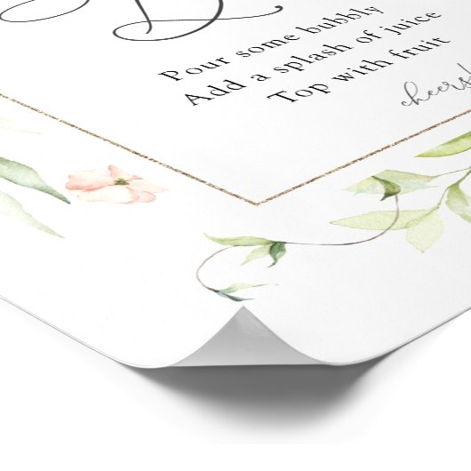 赤面花模様とグリーンリーモモモザバー標識 ポスター (角)