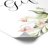 赤面花模様と緑の本とギフトサイン ポスター (角)