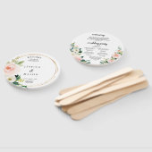 赤面花模様ラウンド金ゴールド結婚式 プログラムファン ハンドファン (組立なし)