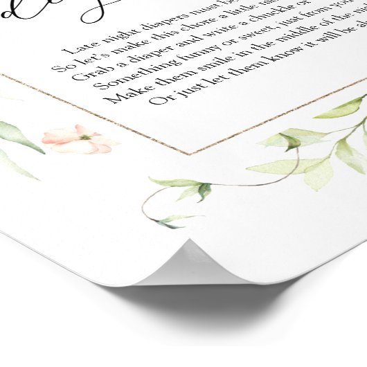 赤面花模様深夜おむつサイン ポスター (角)