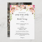 赤面花模様移動遠くにパーティー写真 招待状 (正面/裏面)