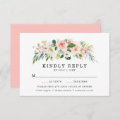 赤面花模様 |ウェディングRSVPカードと食事の選択 出欠カード (正面/裏面)