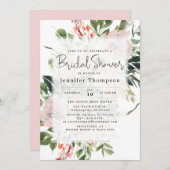 赤面花模様&グリーナリーウォーターのカラーブライダルシャワー 招待状 (正面/裏面)