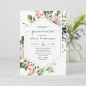 赤面花模様&グリーナリーウォーターカラーキンセアニラ 招待状 (スタンド正面)