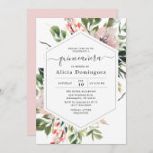 赤面花模様&グリーナリーウォーターカラーキンセアニラ 招待状 (正面/裏面)