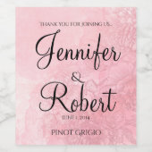 赤面花水彩結婚ワインラベル ワインラベル (シングルラベル)