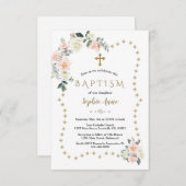 赤面花金ゴールドグリッタースパークルスガールバプテスマ 招待状 (正面/裏面)