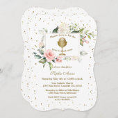 赤面花金ゴールド紙吹雪ガールホリーコミュニオン 招待状 (正面/裏面)