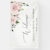 赤面花，ピンク色の花，ブライダルシャワー歓迎 横断幕 (縦)