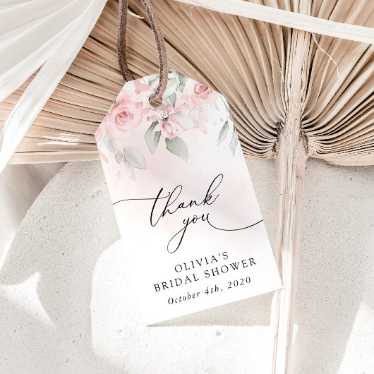 赤面花，ピンク色の花，ボホ，ブライダルシャワー ギフトタグ