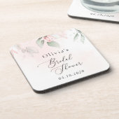 赤面花，ピンク色の花，ボホ，ブライダルシャワー コースター (左側)