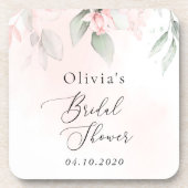 赤面花，ピンク色の花，ボホ，ブライダルシャワー コースター (正面)