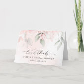 赤面花，ピンク色の花，ボホ，ブライダルシャワー サンキューカード (正面)
