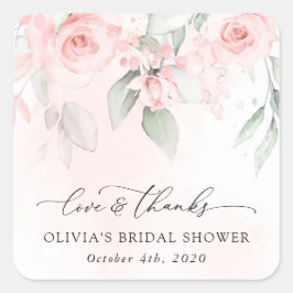 赤面花，ピンク色の花，ボホ，ブライダルシャワー スクエアシール