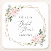 赤面花,ピンク色の花,ボホ,ブライダルシャワー スクエアペーパーコースター (正面)