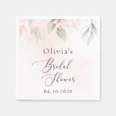 赤面花,ピンク色の花,ボホ,ブライダルシャワー スタンダードカクテルナプキン (正面)