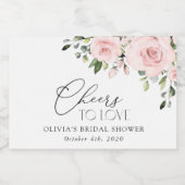 赤面花,ピンク色の花,ボホ,ブライダルシャワー スパークリングワインラベル (シングルラベル)