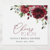 赤面花,ピンク色の花,ボホ,ブライダルシャワー スパークリングワインラベル (シングルラベル)