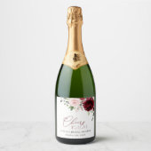 赤面花,ピンク色の花,ボホ,ブライダルシャワー スパークリングワインラベル (正面)