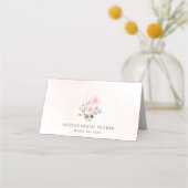 赤面花，ピンク色の花，ボホ，ブライダルシャワー プレイスカード (裏面)