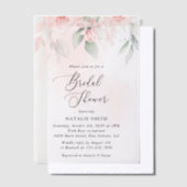 赤面花，ピンク色の花，ボホ，ブライダルシャワー ベラム紙招待状 (オフセット)