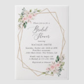 赤面花,ピンク色の花,ボホ,ブライダルシャワー ベラム紙招待状 (正面)