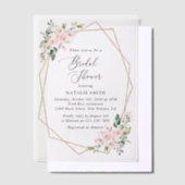 赤面花,ピンク色の花,ボホ,ブライダルシャワー ベラム紙招待状 (オフセット)
